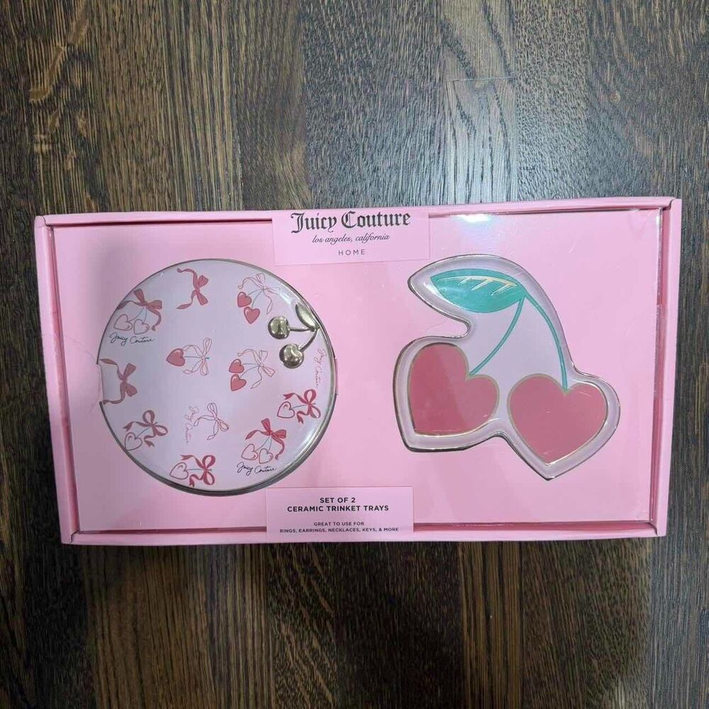 juicy couture ceramic trinket tray cherry bow set